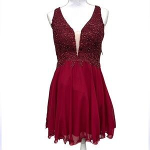 NWT Betsy & Adam beaded plunge dress M 10